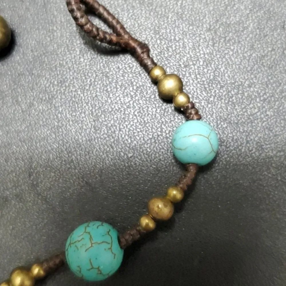 Brown and blue turquoise stone bracelet 6.25